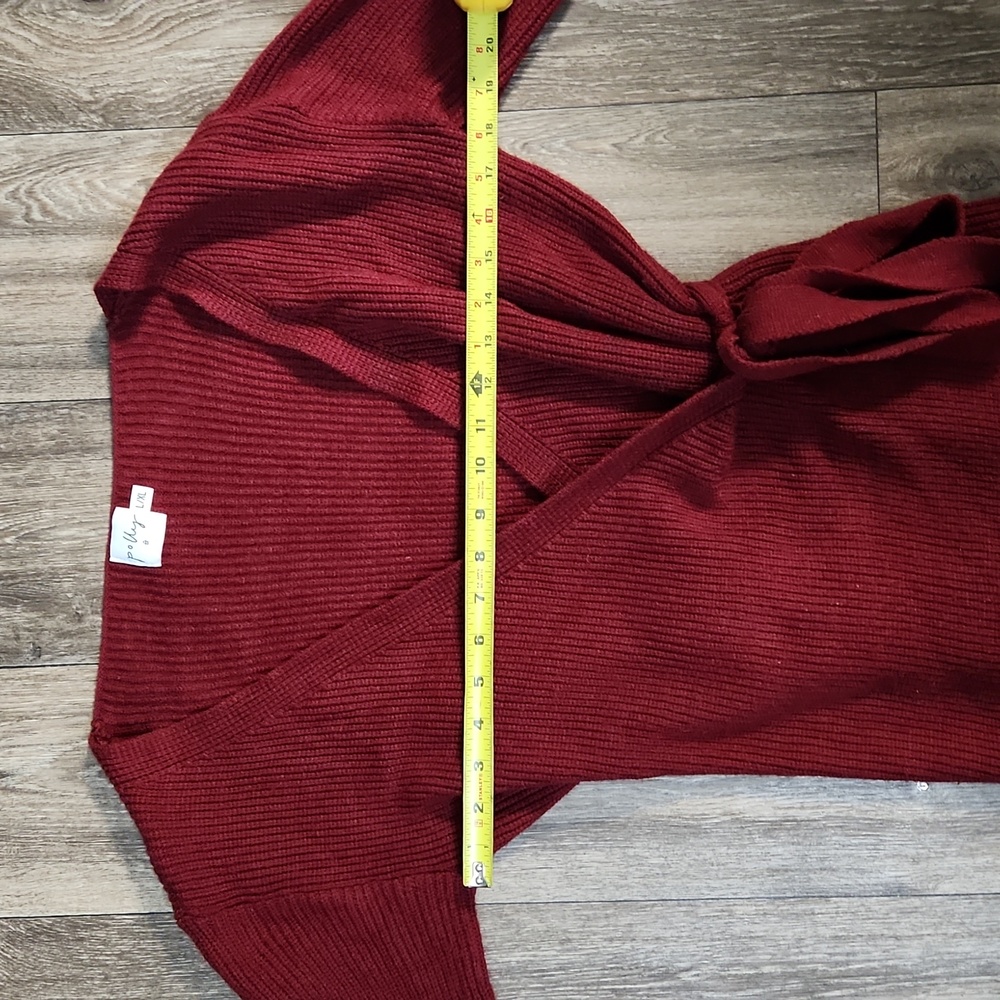 Princess Polly Burgundy Wrap Sweater Mini Dress Size L/XL - Picture 6 of 10